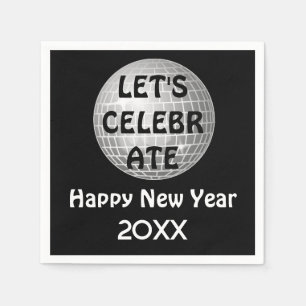 Let's Celebrate NYE Disco Ball Silver Napkins