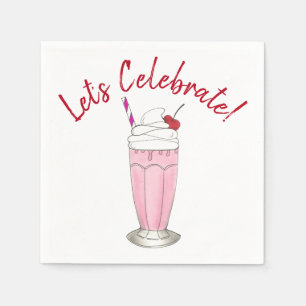 Let's Celebrate Party Birthday Ice Cream Milkshake Paper Napkins