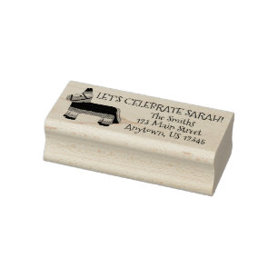 Let's Celebrate Personalized Birthday Party Piñata Rubber Stamp