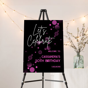 Let's Celebrate Pink Bokeh Gradient Black Birthday Foam Board