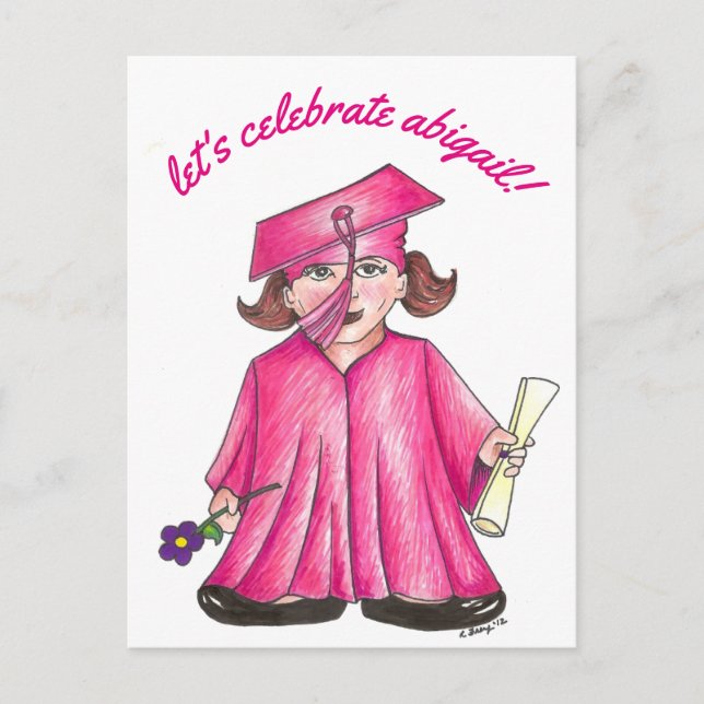 Let's Celebrate Pink Graduation Party Invitation (Front)