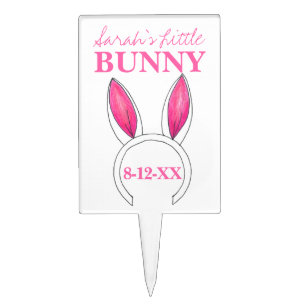 Let's Celebrate Pink Little Bunny Ears Baby Shower Cake Topper