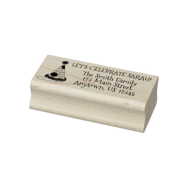 Let's Celebrate Polka Dot Birthday Party Address Rubber Stamp (Stamp)