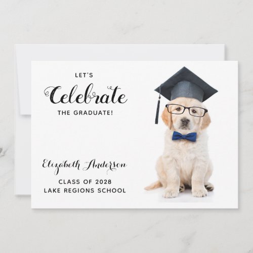Lets Celebrate Puppy Graduate Graduation Party Invitation