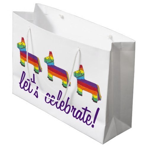 Lets Celebrate Rainbow Donkey Birthday Piata Large Gift Bag
