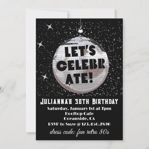 Lets Celebrate Retro 80s Birthday  Invitation