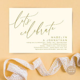 Let's Celebrate, Romantic Wedding Elopement Party Invitation