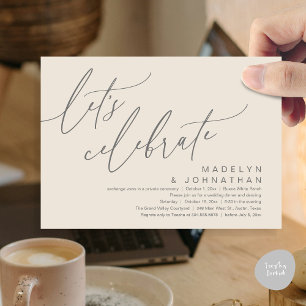 Let's Celebrate, Romantic Wedding Elopement Party Invitation