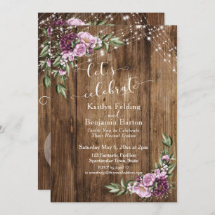 Let's Celebrate Rustic Floral Lights Reception Invitation