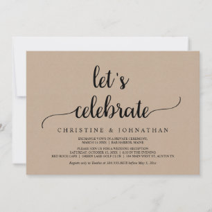 Let's Celebrate, Rustic Kraft Elopement Party Invitation