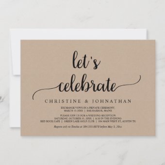 Let's Celebrate, Rustic Kraft Elopement Party Invitation | Zazzle
