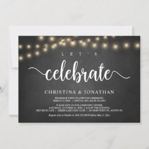 Let's celebrate, Rustic Wedding Elopement Invitati Invitation