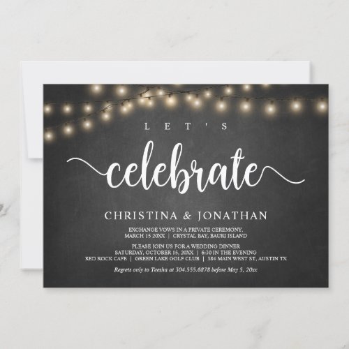 Lets celebrate Rustic Wedding Elopement Invitati Invitation