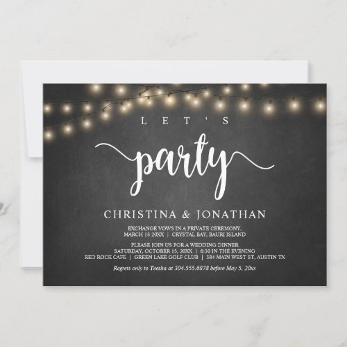 Lets celebrate Rustic Wedding Elopement Party In Invitation