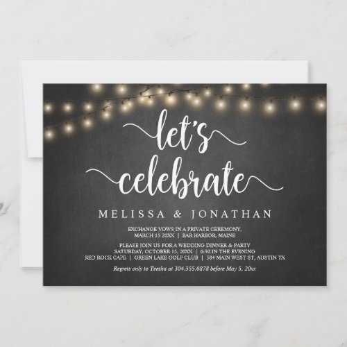 Lets celebrate Rustic Wood Wedding Elopement  I Invitation