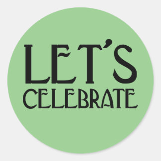 Let's Celebrate Sage Art Deco Birthday Classic Round Sticker