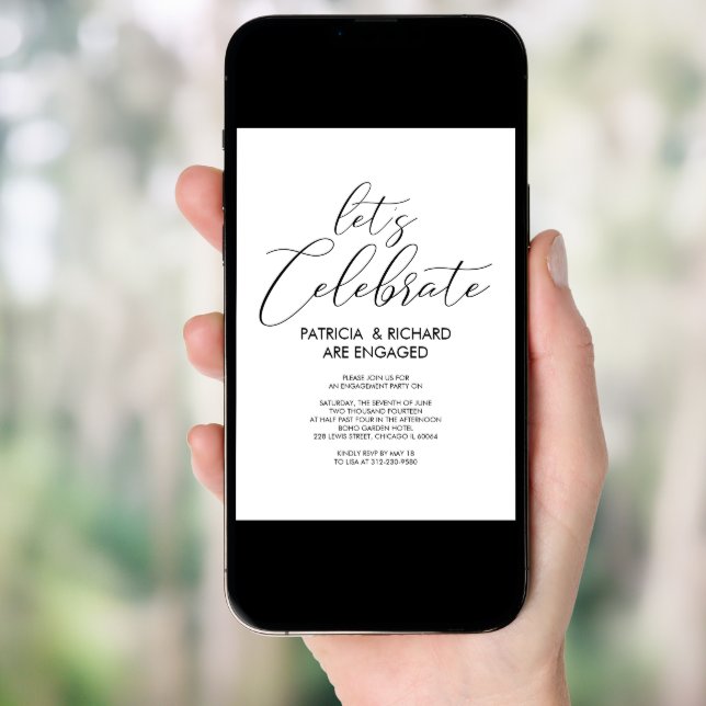 Let's Celebrate Simple Chic Engagement Party Invitation (Front Digital)