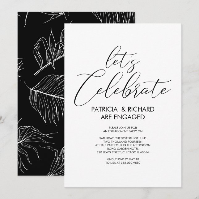 Let's Celebrate Simple Chic Engagement Party Invitation (Front/Back)