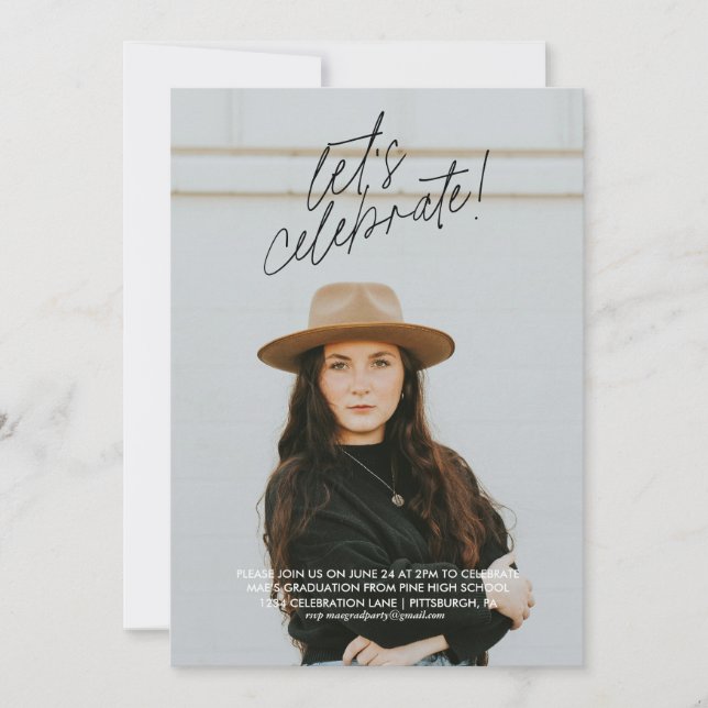 Let's Celebrate Simple Graduation Party Invitation (Front)