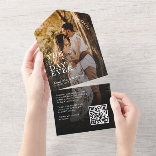 Lets Celebrate The Best Day Ever Photo Wedding All In One Invitation