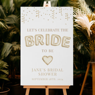 Let's Celebrate The Bride To Be Gold Balloons Faux Canvas Print