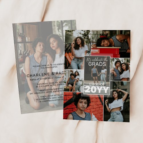 Lets Celebrate the Grads Photo Collage Graduation Invitation