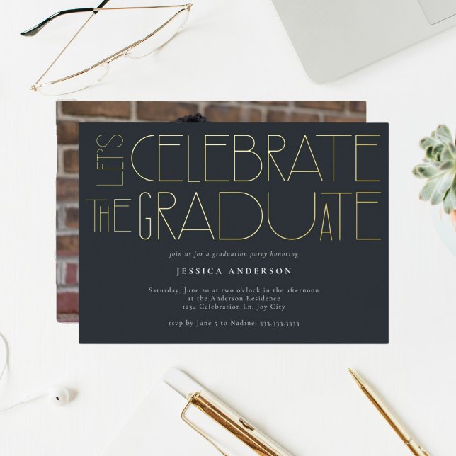 Let's celebrate the Graduate 2023 Bold Graduation Foil Invitation (Creator Uploaded)