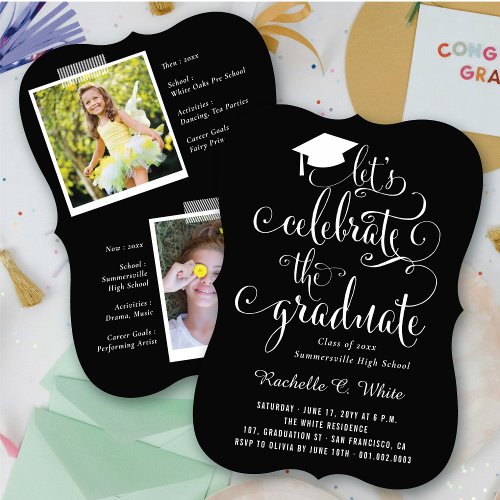 Lets Celebrate The Graduate Black  White Party  Invitation