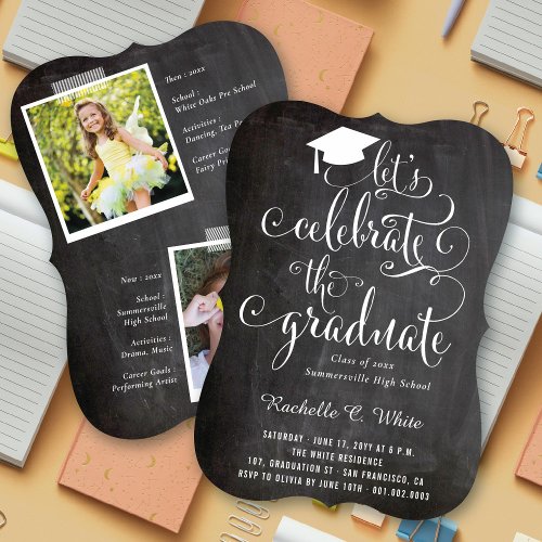 Lets Celebrate The Graduate Chalkboard Grad Party Invitation