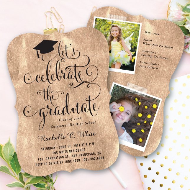 Let's Celebrate The Graduate Rose Gold Grad Party Invitation (Creator Uploaded)