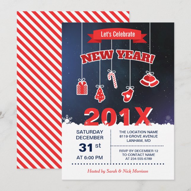 Let's Celebrate the New Year 2020 Countdown Party Invitation (Front/Back)