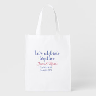 Let's celebrate together engagement party namdate grocery bag