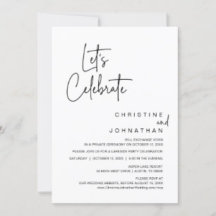 Let's Celebrate, Wedding Elopement Dinner Party In Invitation