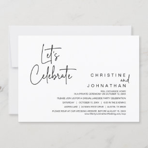 Let's Celebrate, Wedding Elopement Dinner Party In Invitation