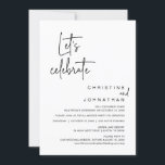 Let's Celebrate, Wedding Elopement Dinner Party Invitation<br><div class="desc">Announce your happily ever after in style with our modern script design wedding elopement party invitation card. Let's celebrate our Happily Ever After Party Invitation card is ideal for couples who have decided to elope and want to host a party to celebrate their union. With its sophisticated yet playful design,...</div>