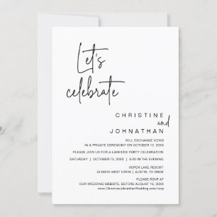 Let's Celebrate, Wedding Elopement Dinner Party Invitation