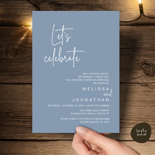 Let's Celebrate, Wedding Elopement Dinner Party Invitation