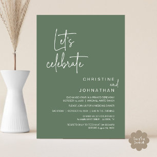 Let's Celebrate, Wedding Elopement Party Dinner Invitation