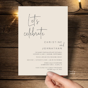 Let's Celebrate, Wedding Elopement Party Dinner Invitation