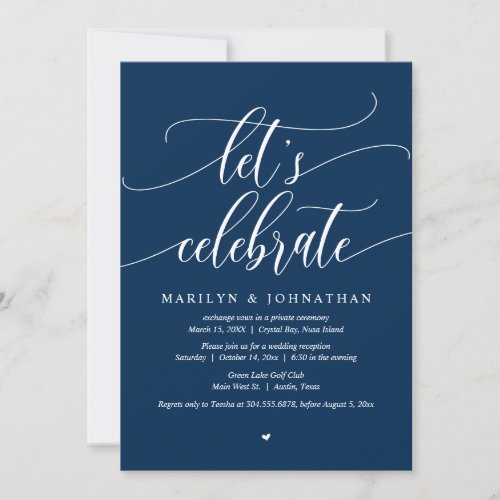 Lets Celebrate Wedding Elopement Party Invitation