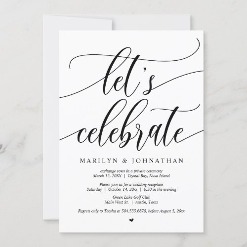 Lets Celebrate Wedding Elopement Party Invitation