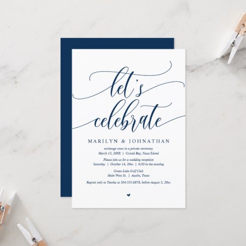 Lets Celebrate Wedding Elopement Party Invitation