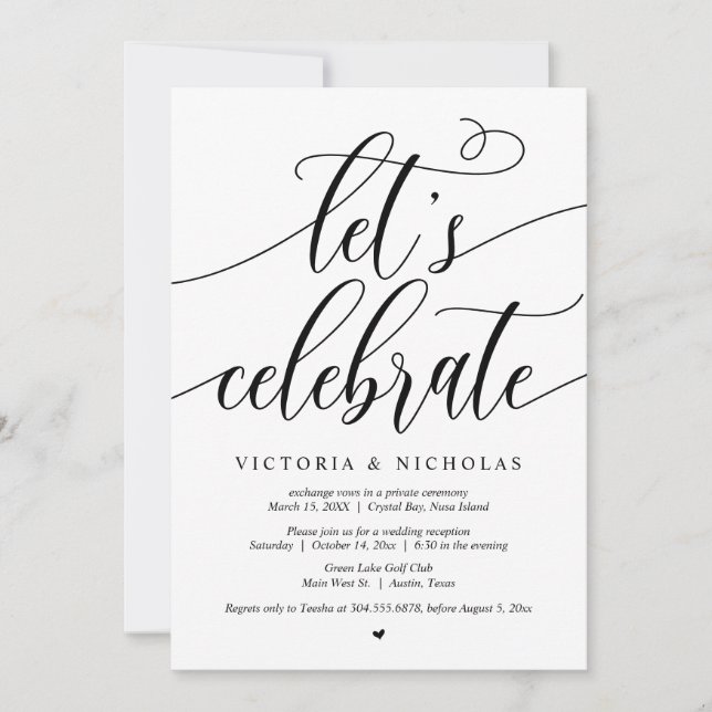 Let's Celebrate Wedding Elopement Party Invitation (Front)