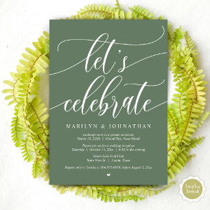 Let's Celebrate Wedding Elopement Party, Navy Blue Invitation