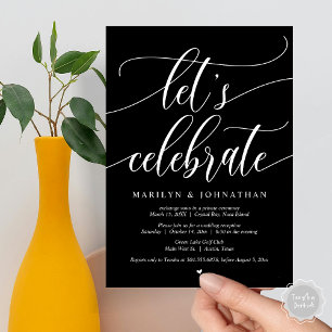 Let's Celebrate Wedding Elopement Party, Navy Blue Invitation