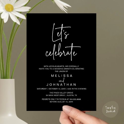 Let's Celebrate, Wedding Elopement Reception Invitation