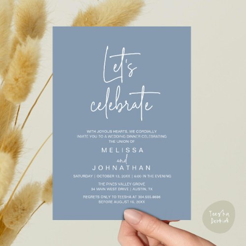 Let's Celebrate, Wedding Elopement Reception Invitation