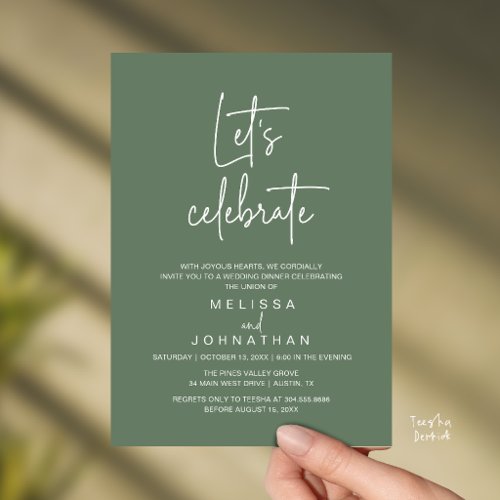 Let's Celebrate, Wedding Elopement Reception Invitation
