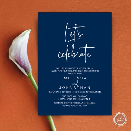 Let's Celebrate, Wedding Elopement Reception Invitation