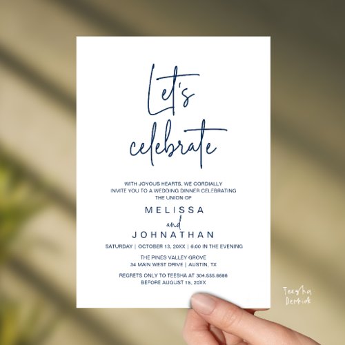 Let's Celebrate, Wedding Elopement Reception Invitation